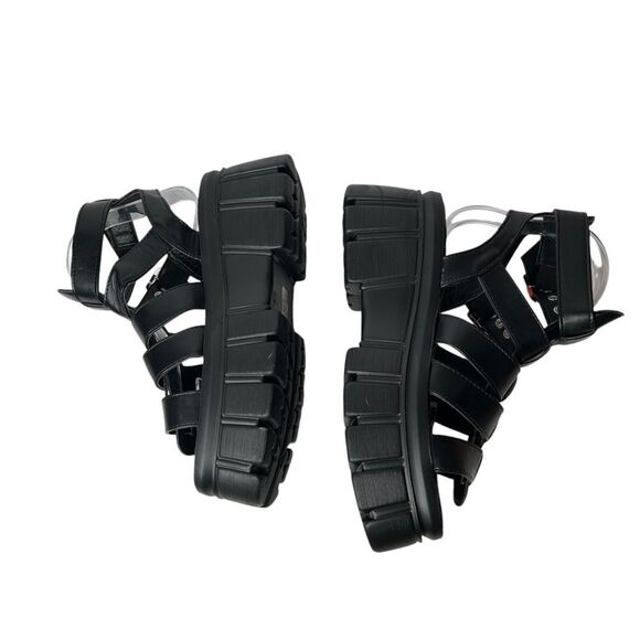 New Faux Leather Ankle Strap black buckle Chunky Platform fisherman sandals - Picture 7 of 12